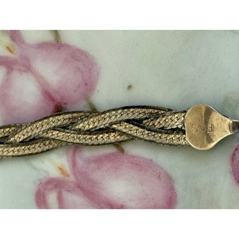 Vintage 80s Braided 925 Silver Herringbone Bracelet 7.5" - Picture 8 of 10
